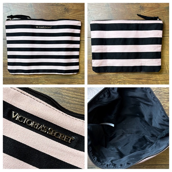 Victoria’s Secret Signature Stripe Weekender Duffle & Pouch - Picture 10 of 12